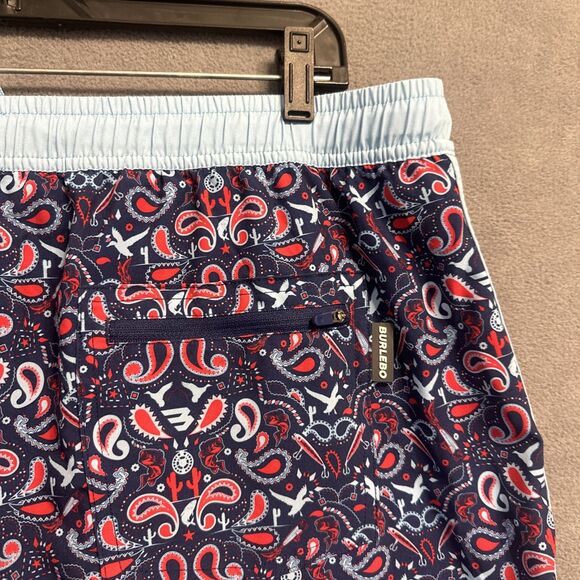 Burlebo Swim Trunks Mens 2XL Bandana Print 4 Way Stretch 6.5" Inseam Quick Dry - Picture 6 of 11